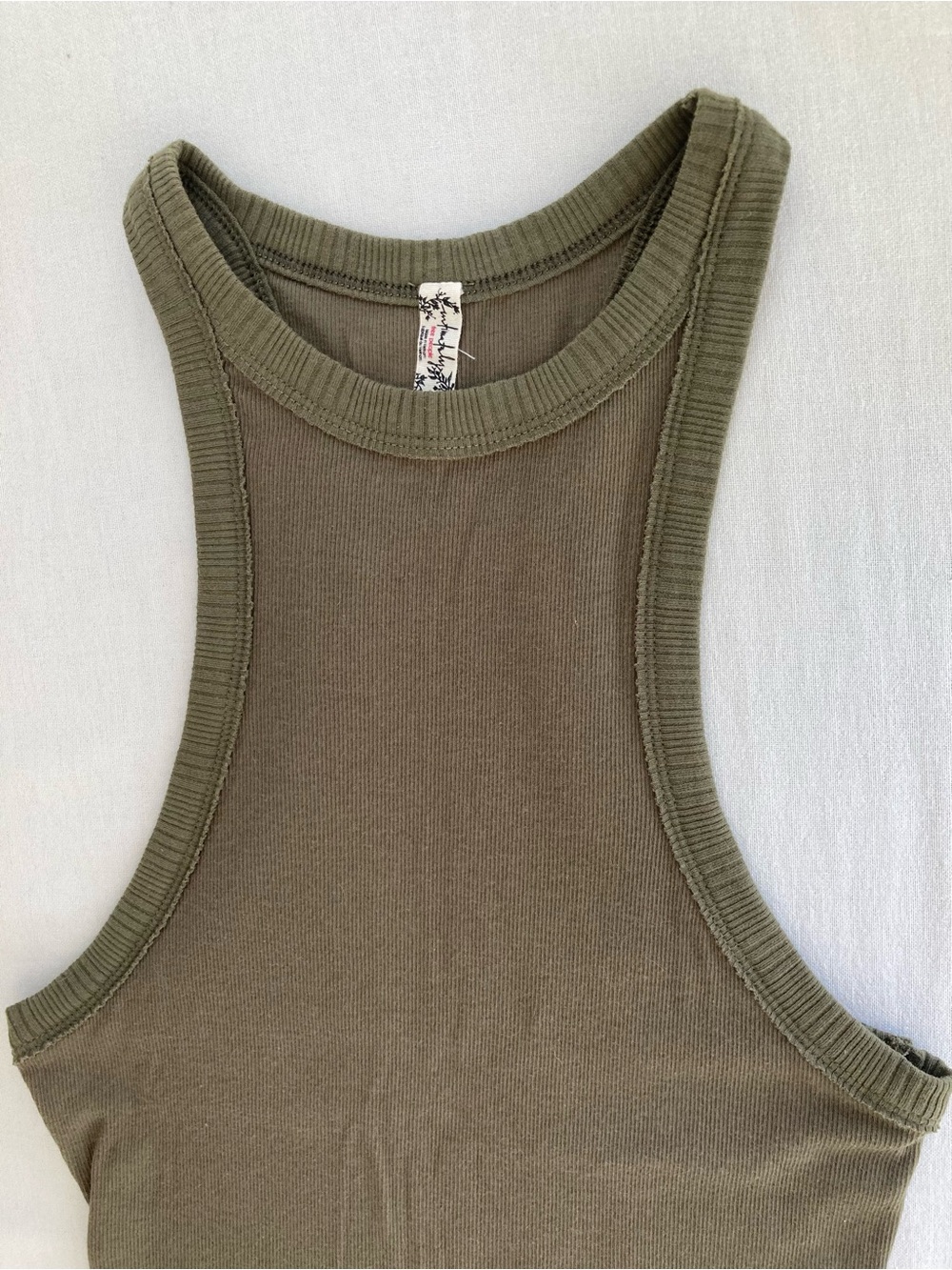 Free people wide eyed high neck tank top small green ribbed racerback - Picture 10 of 12